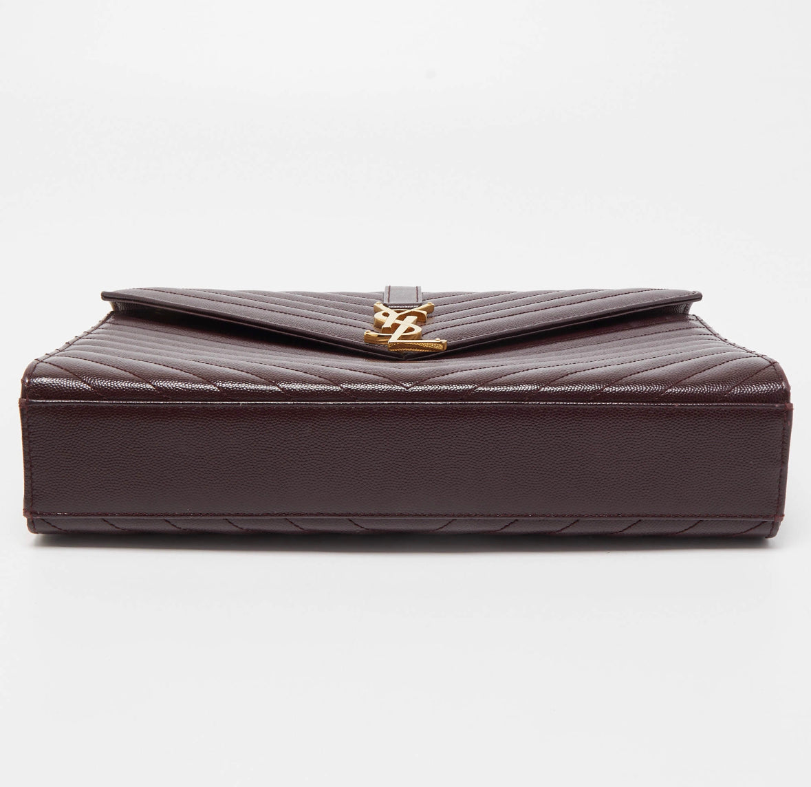 Saint Laurent Burgundy Matelasse Leather Large Monogram Envelope Shoulder Bag