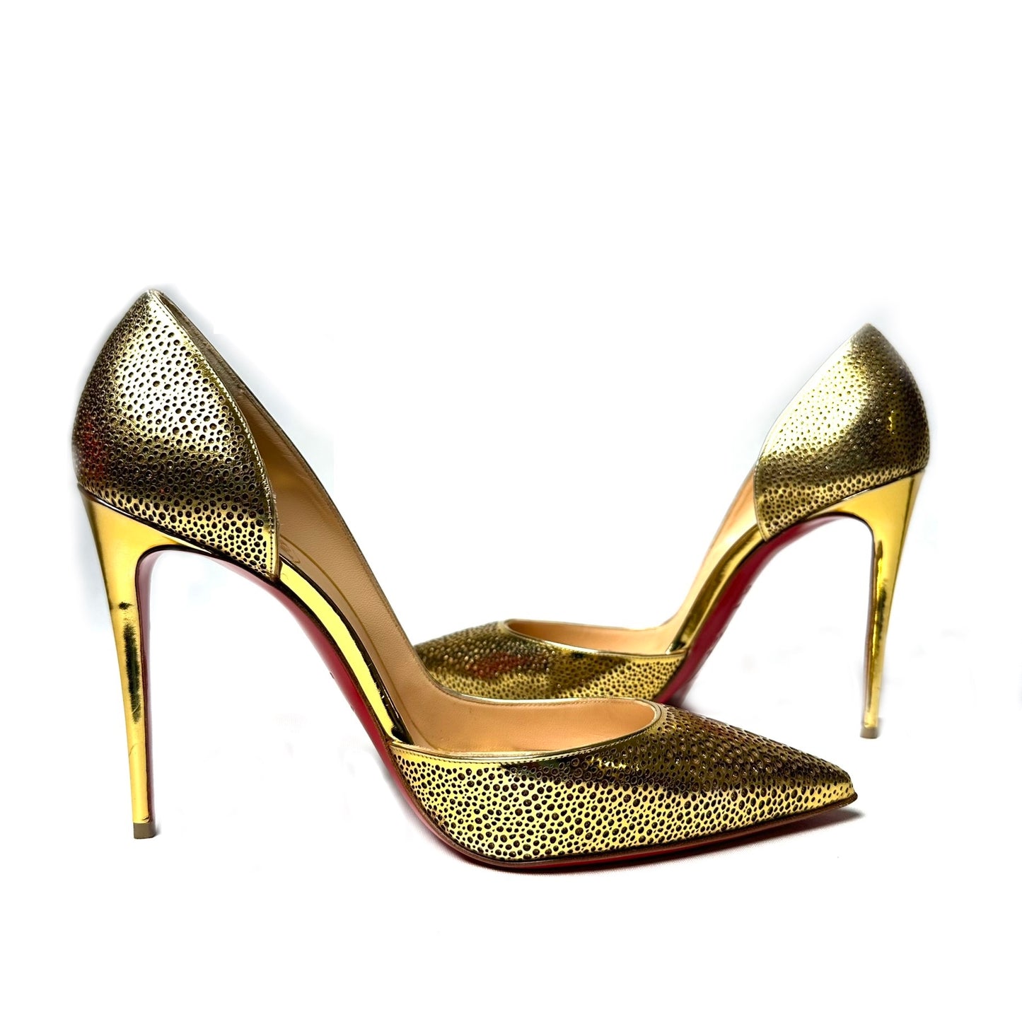Christian Louboutin Golden Leather D'Orsay Pumps - Size 40.5