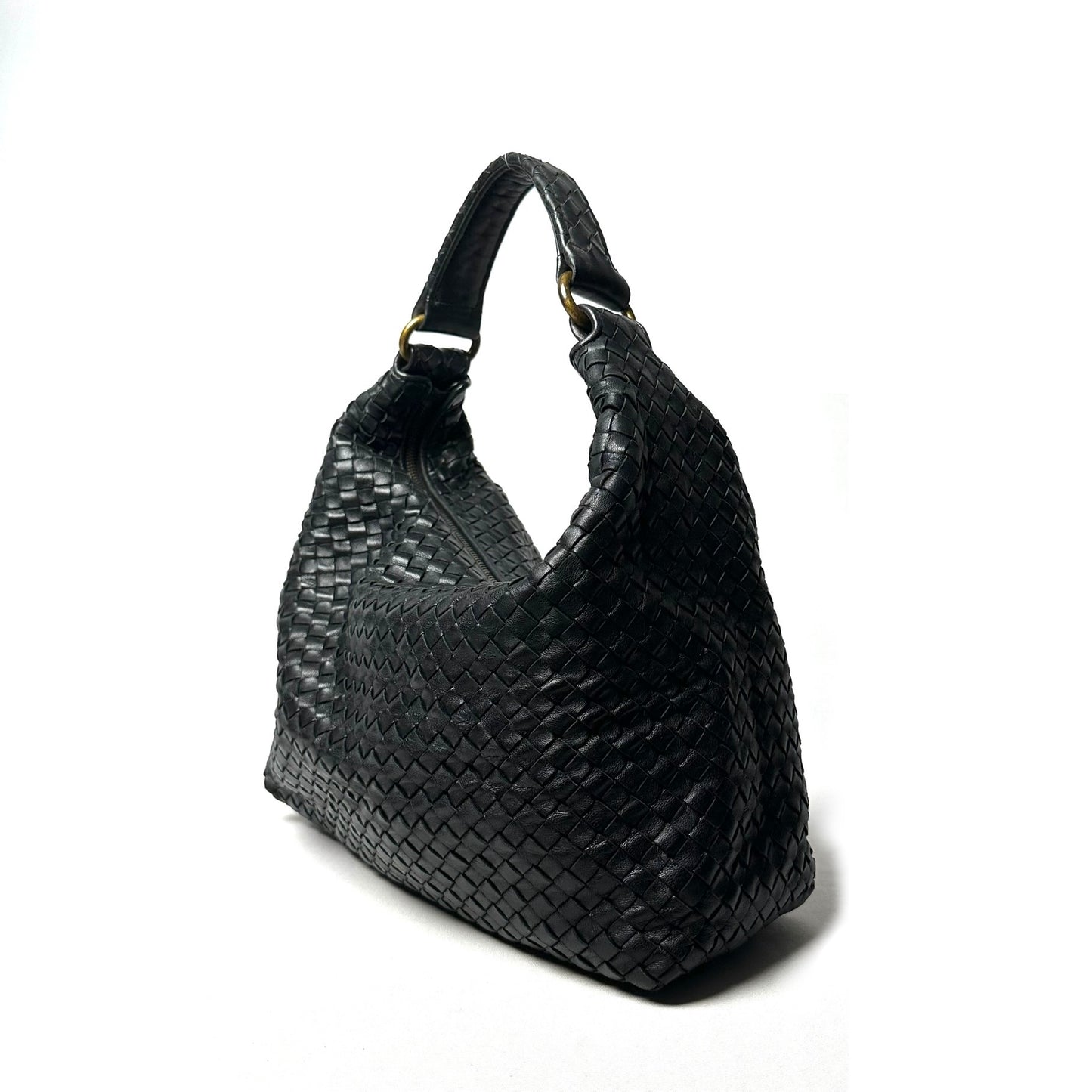 Bottega Veneta Nappa Intrecciato Pyramid Hobo with Antique Gold Hardware