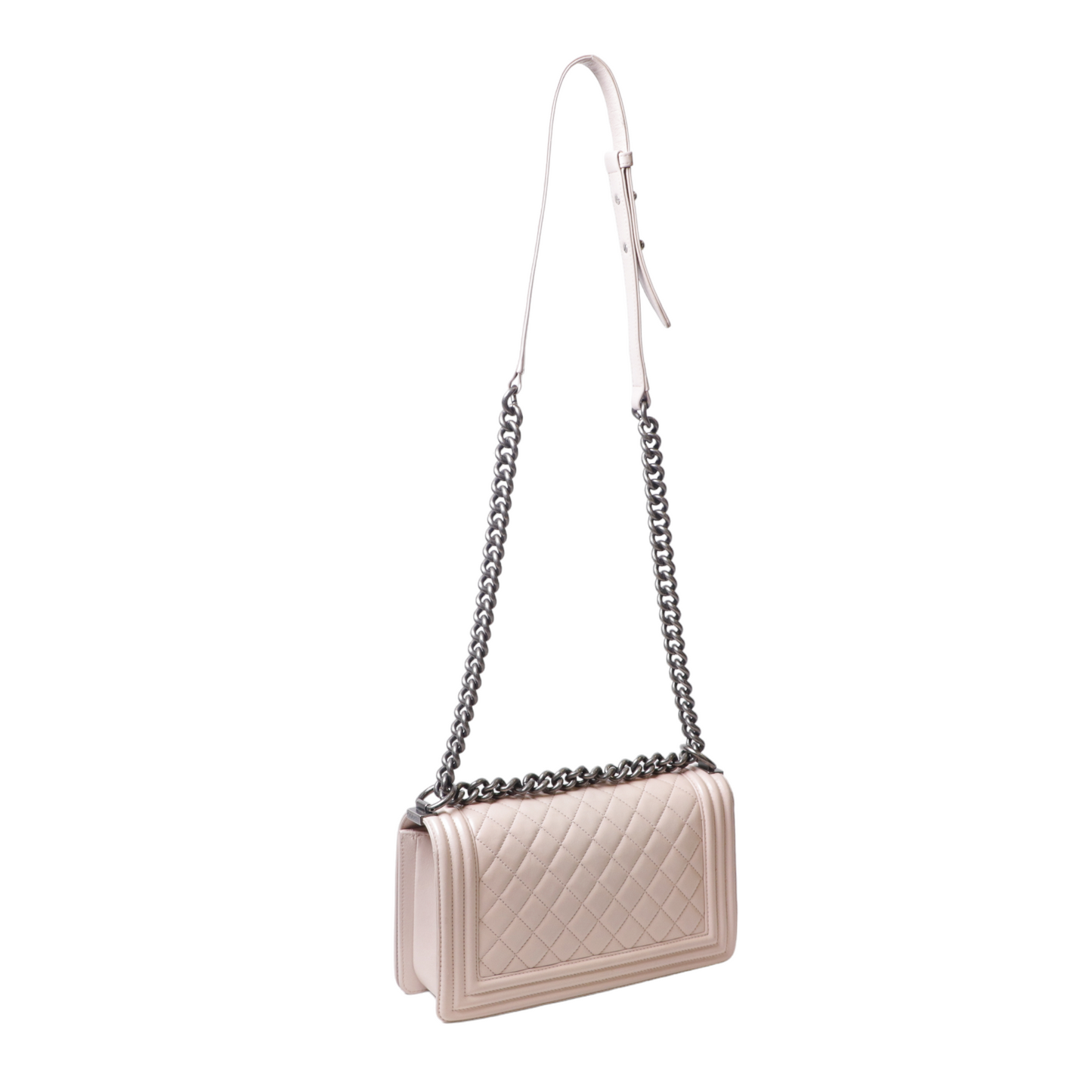 Chanel New Medium Boy Bag in Blush Pink Lambskin Leather