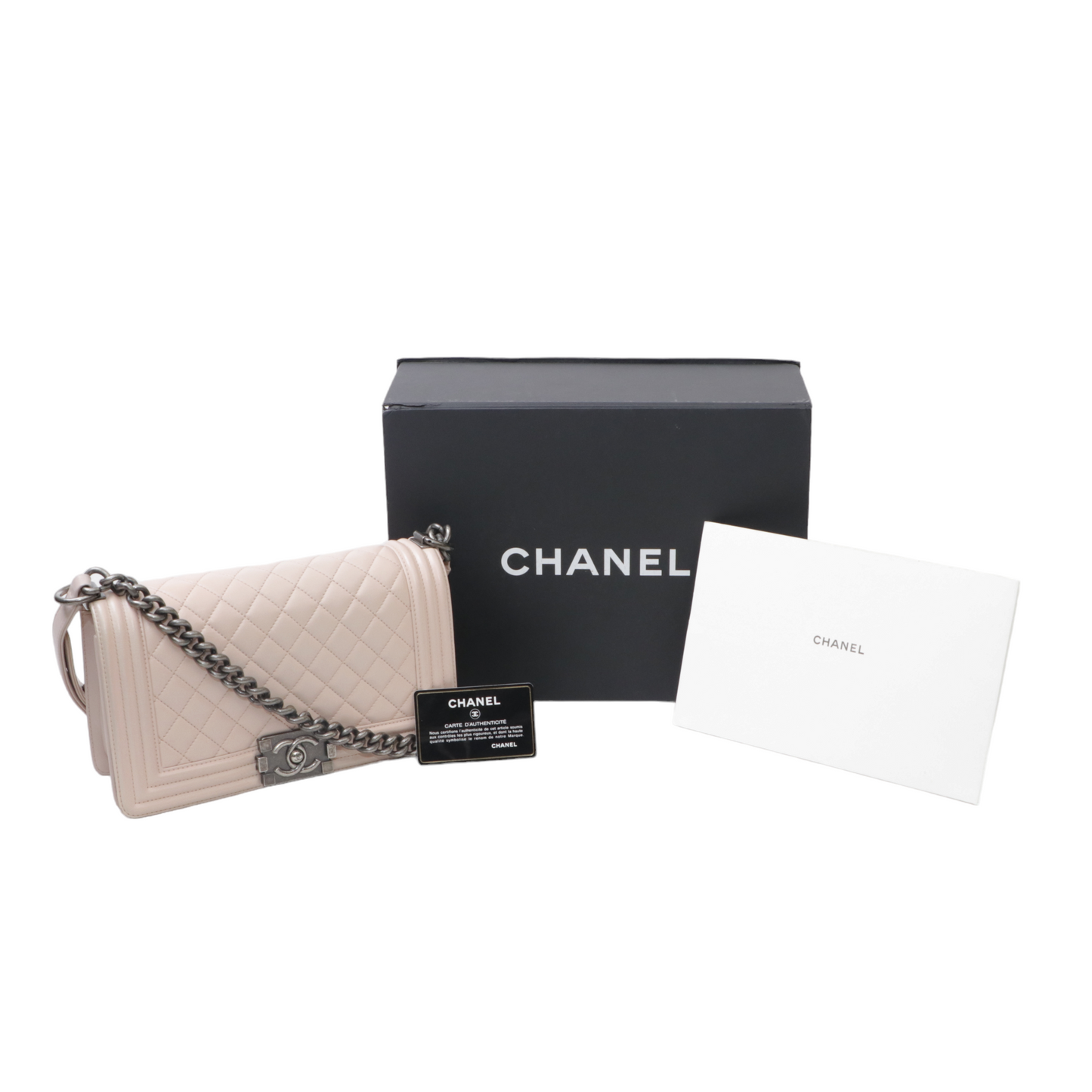 Chanel New Medium Boy Bag in Blush Pink Lambskin Leather