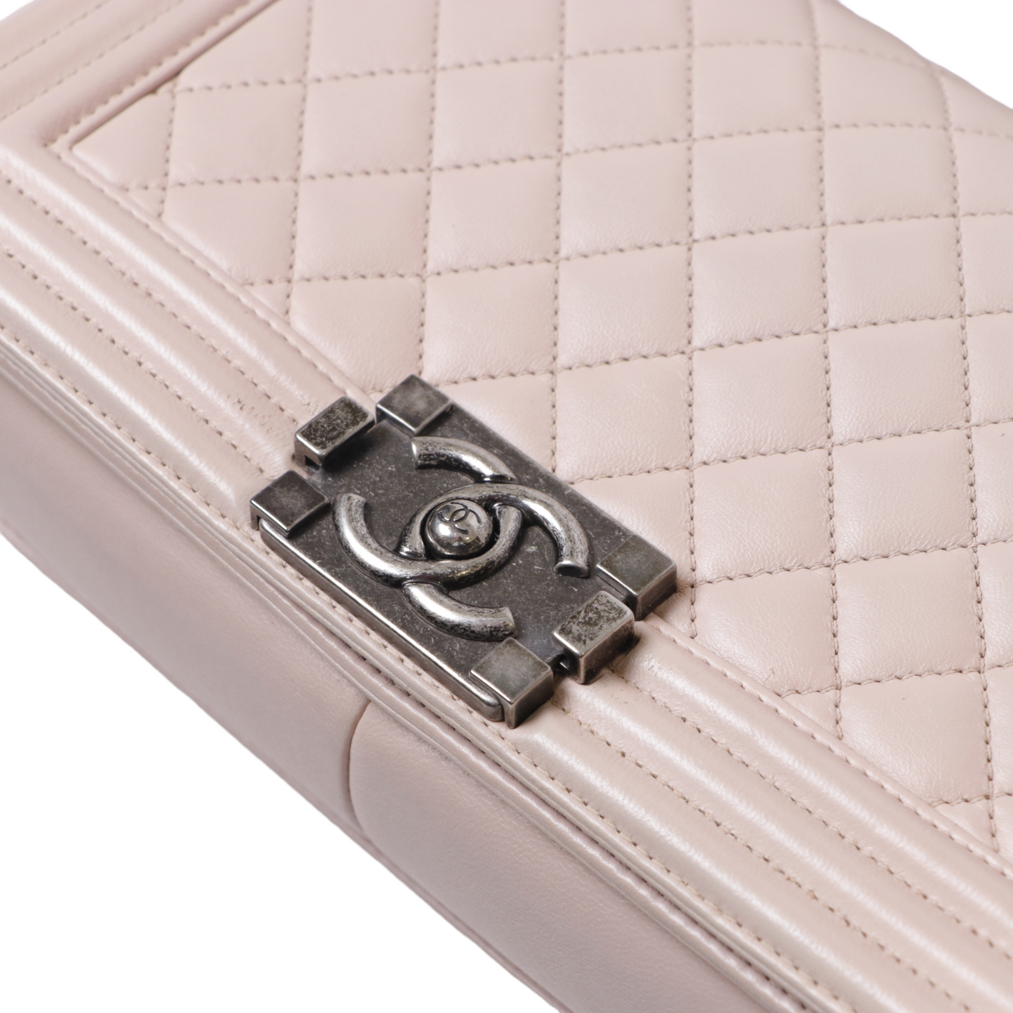 Chanel New Medium Boy Bag in Blush Pink Lambskin Leather