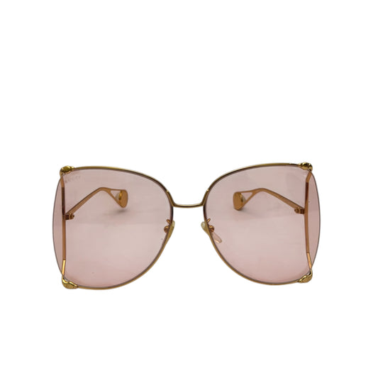 Gucci Oversized Cat-Eye Sunglasses in Gold and Pink