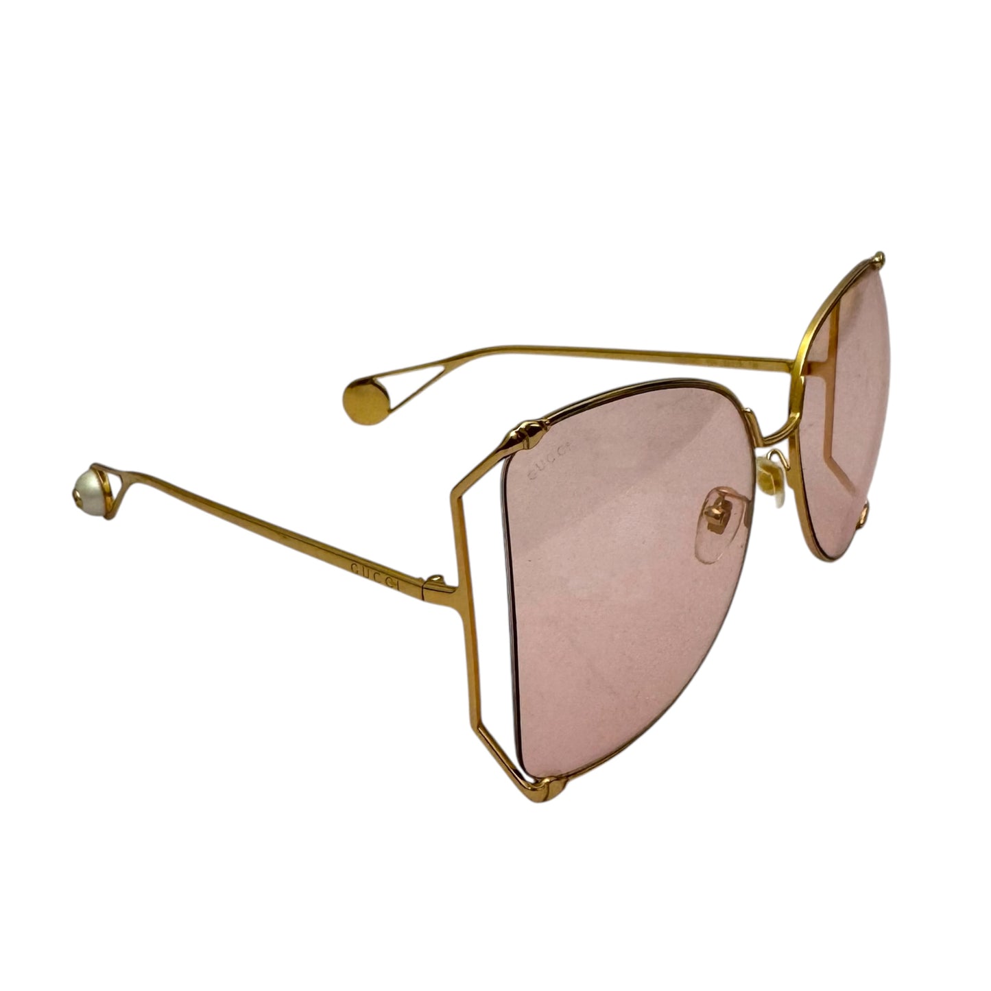 Gucci Oversized Cat-Eye Sunglasses in Gold and Pink