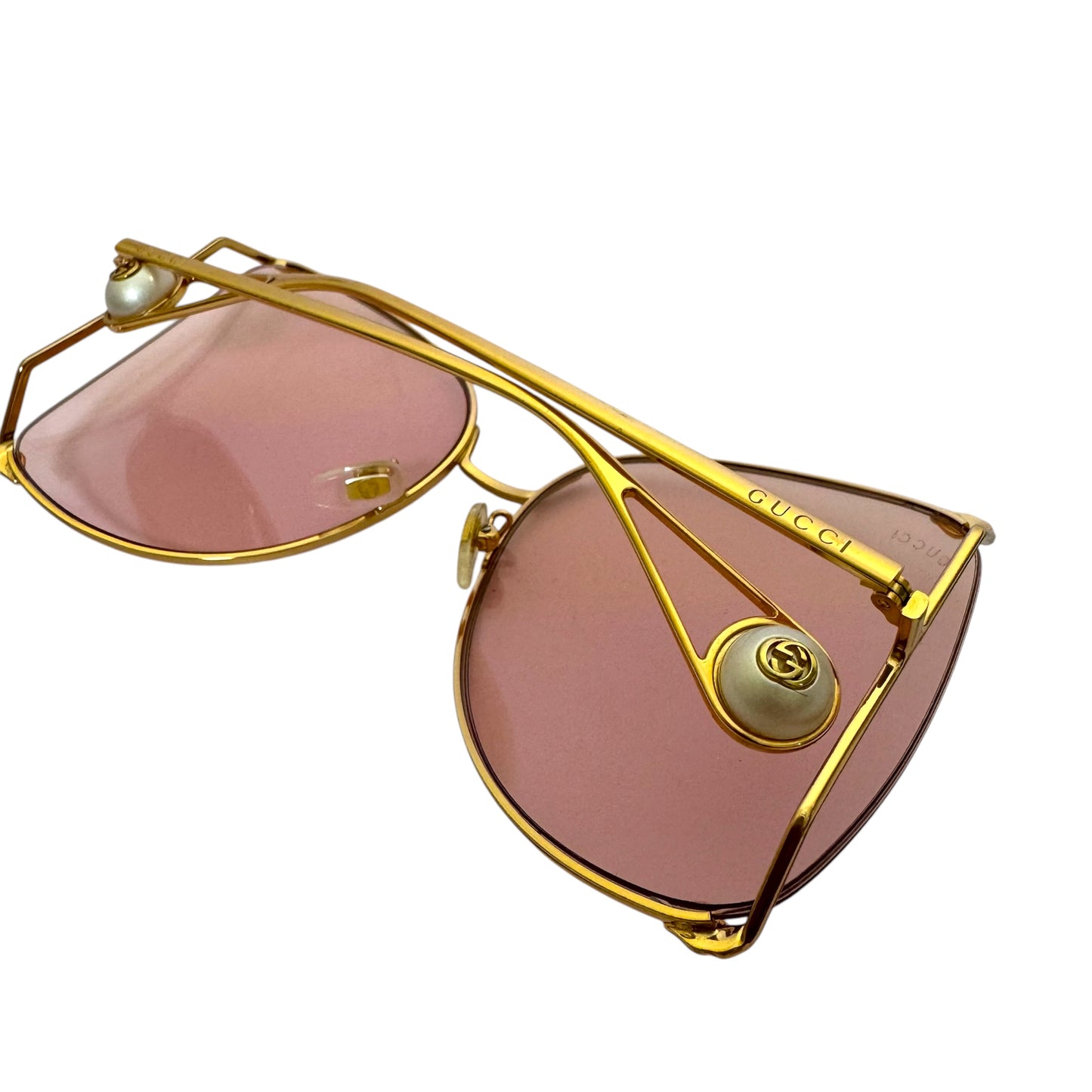 Gucci Oversized Cat-Eye Sunglasses in Gold and Pink