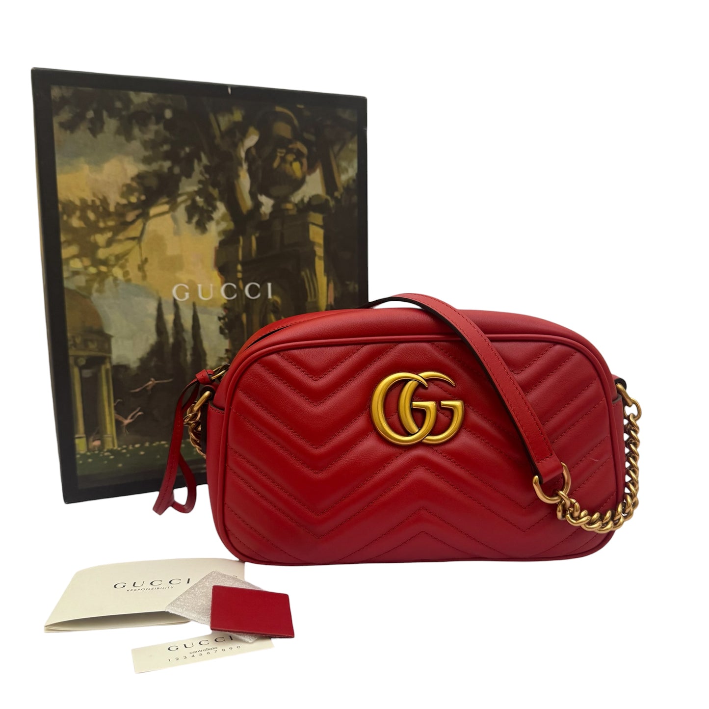 Gucci Red Marmont Small Camera Bag