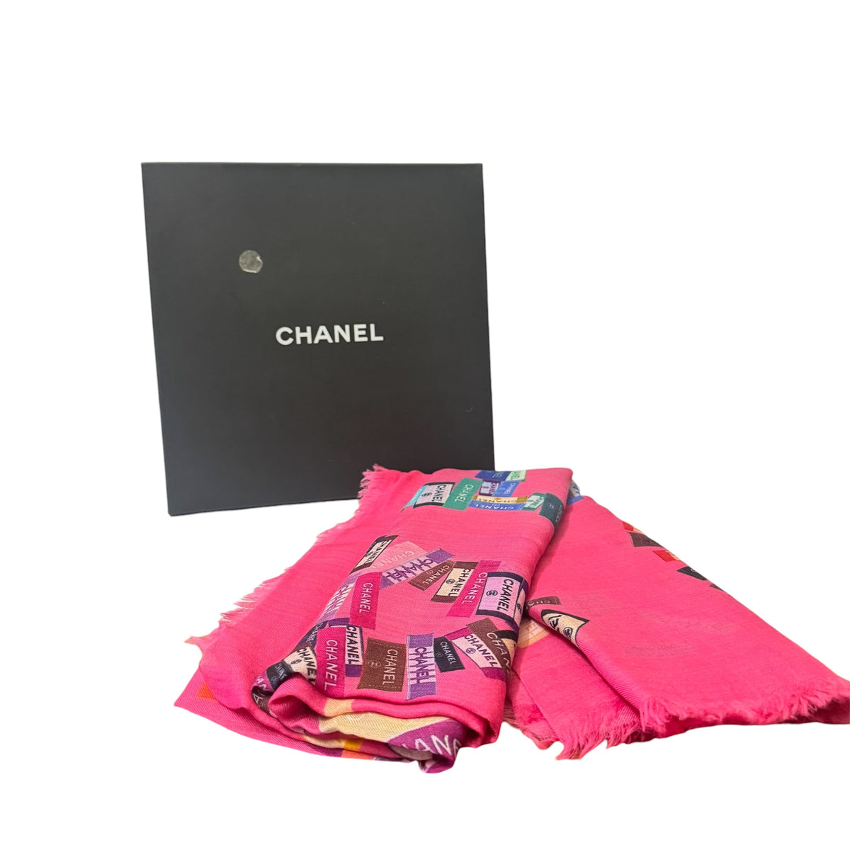 Chanel Labels Print Scarf in Pink