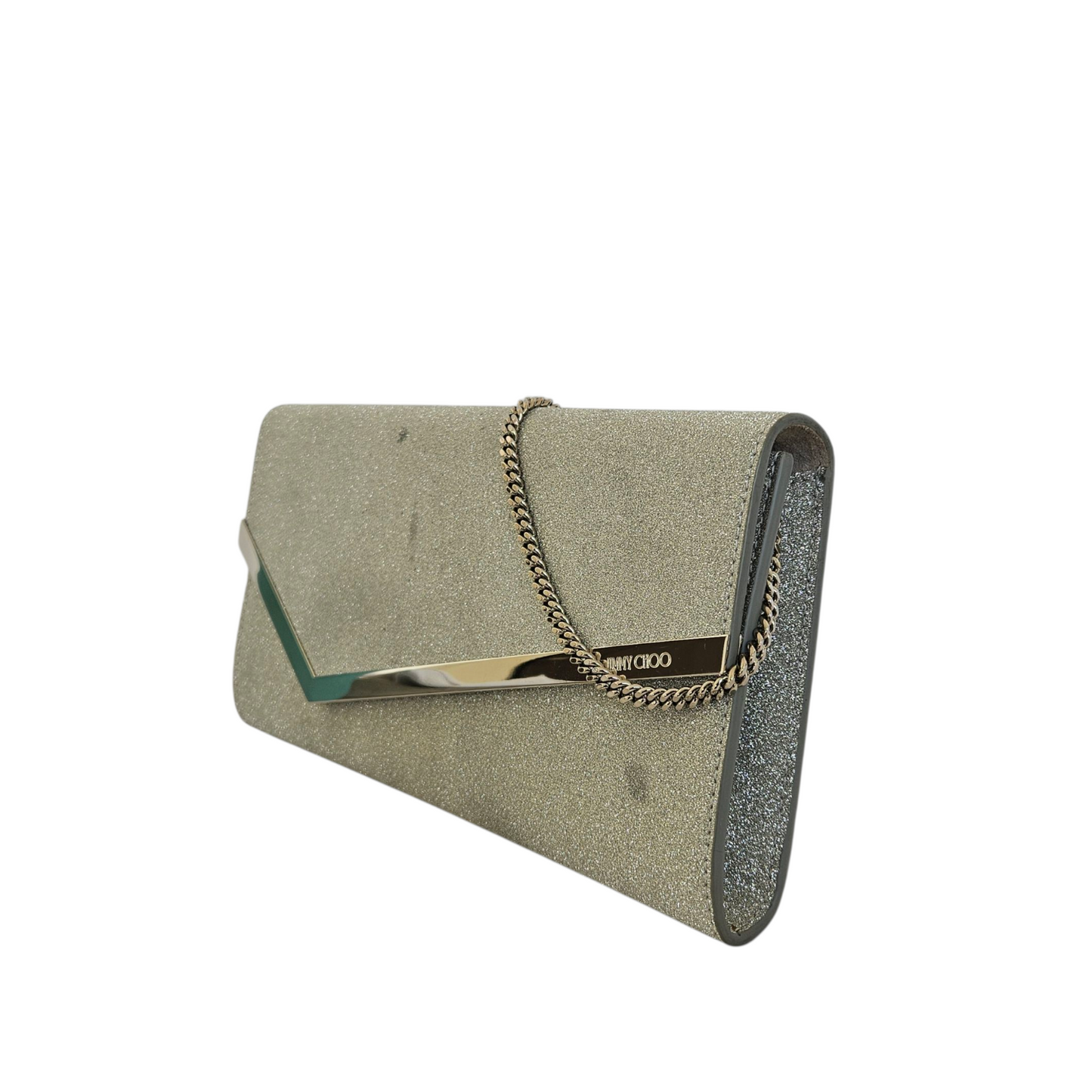Jimmy Choo Glitter Clutch in Silver