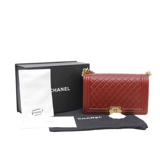 Chanel Burgundy Quilted Leather New Medium Boy Shoulder Bag