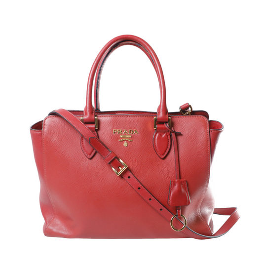 Prada Soft Calf-Trimmed Saffiano Tote
