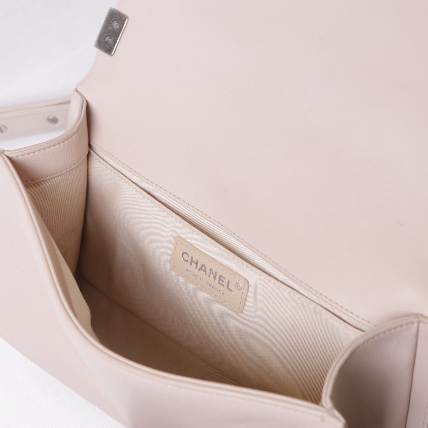 Chanel New Medium Boy Bag in Blush Pink Lambskin Leather