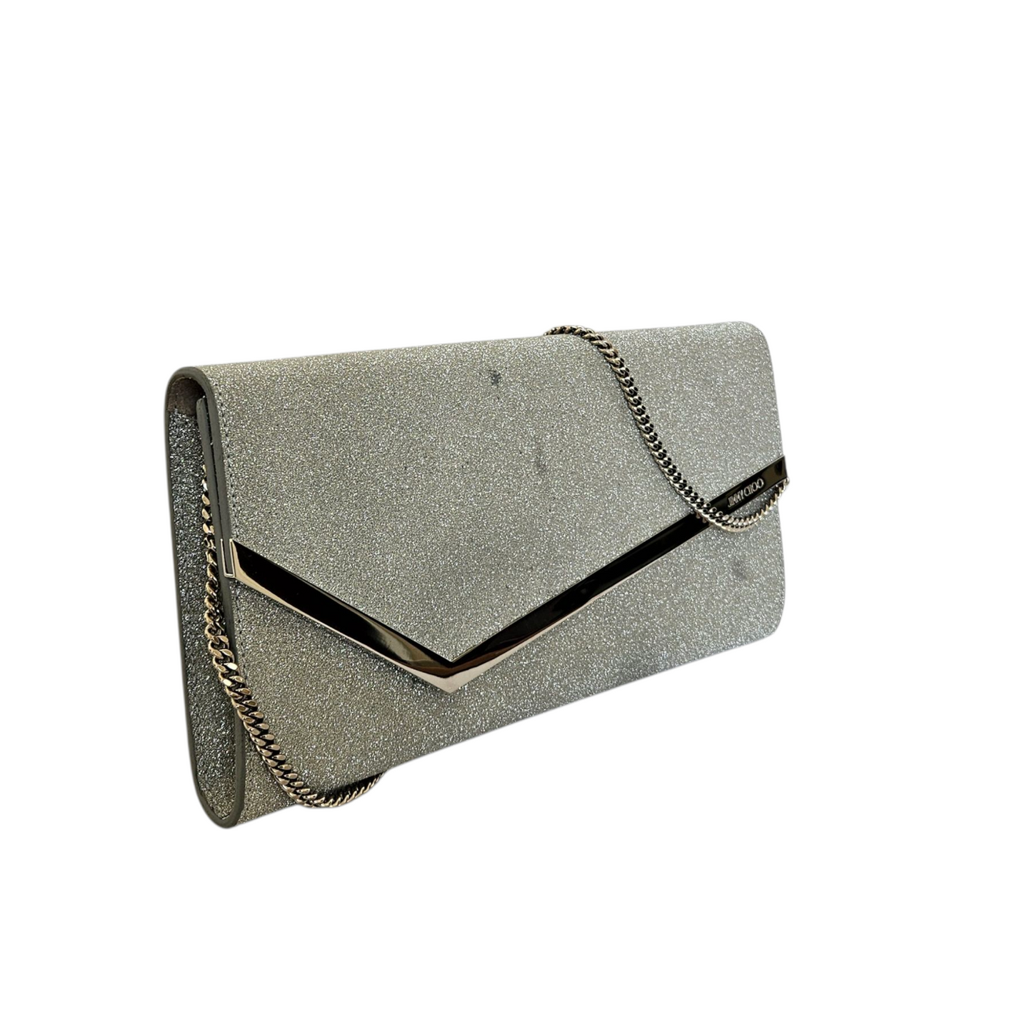Jimmy Choo Glitter Clutch in Silver