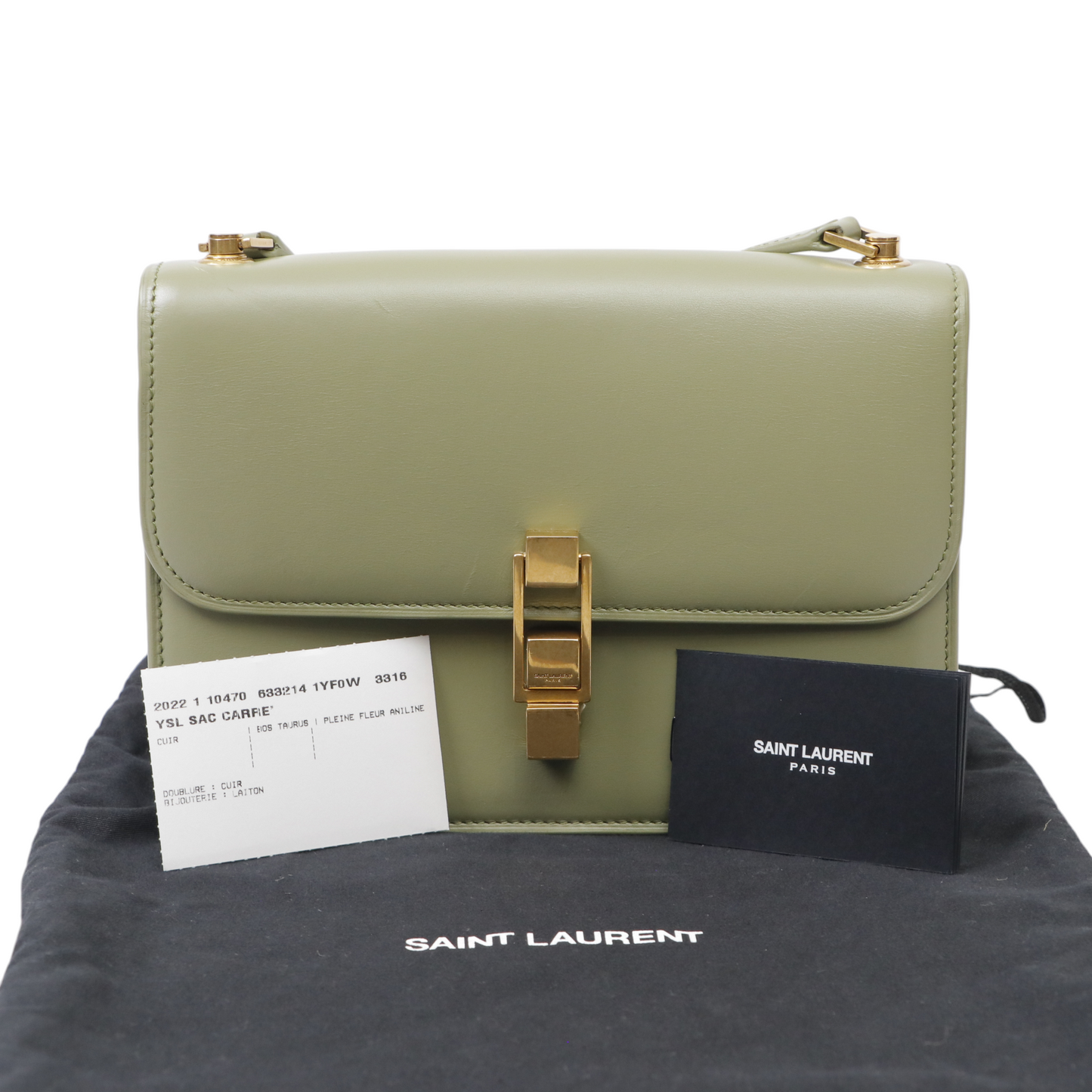 Saint Laurent Le Carre  Bag in Sage Green Leather