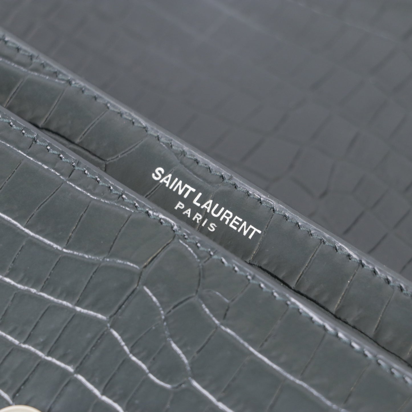 Saint Laurent Medium Croc Embossed Sunset Bag