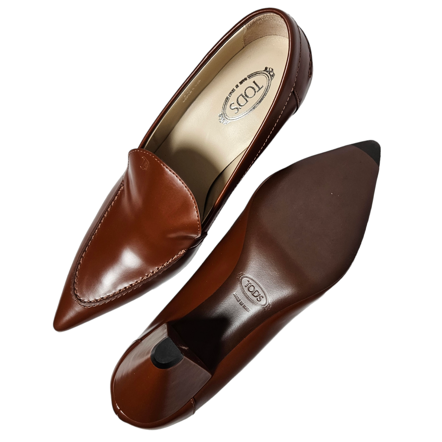Tod's Brown Leather Pointed Toe Heels