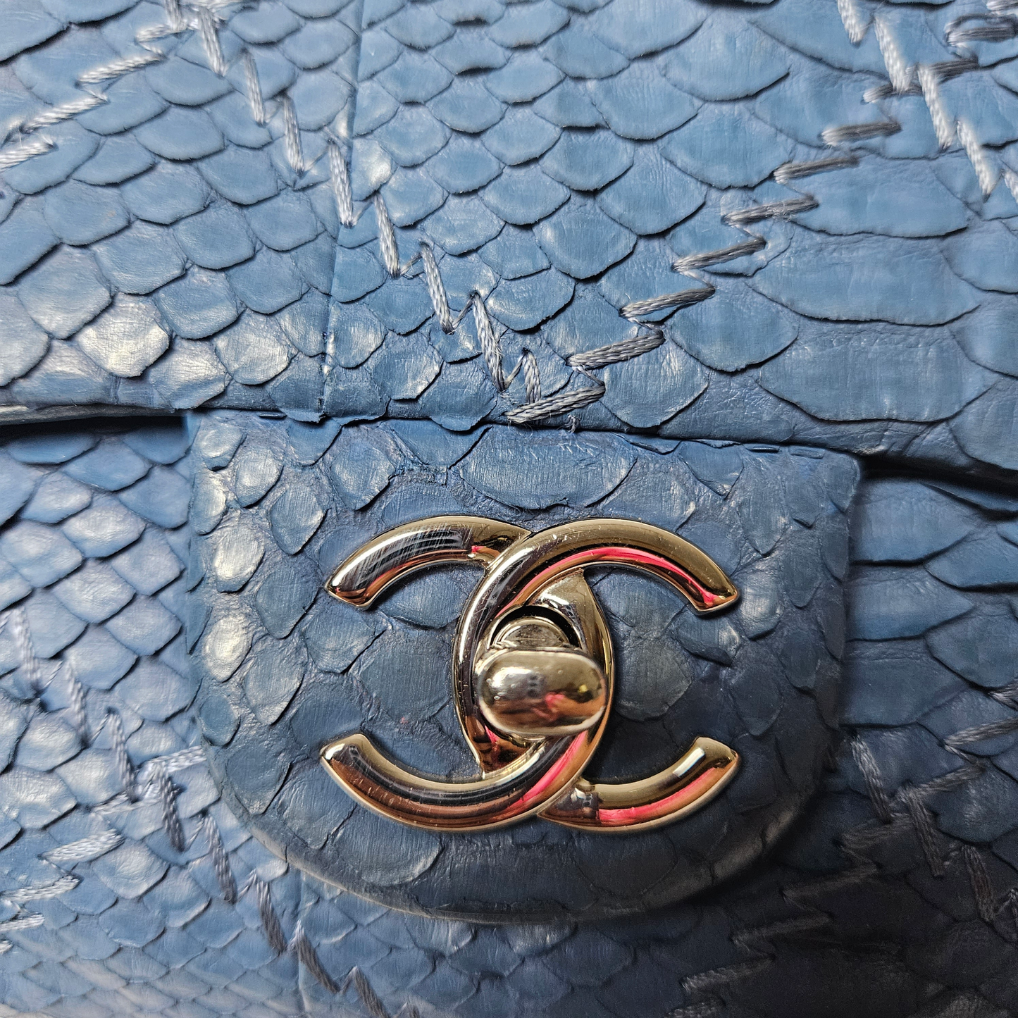 Chanel Classic Python Rectangular Flap Bag