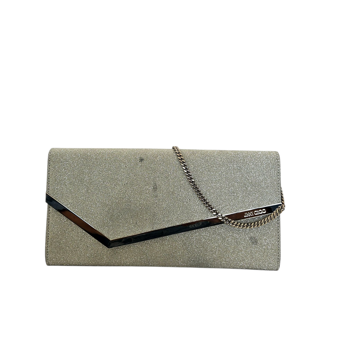Jimmy Choo Glitter Clutch in Silver