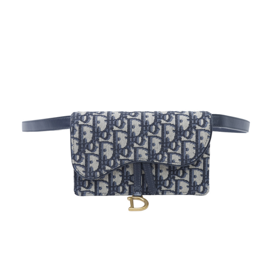 Christian Dior Blue Oblique Saddle Belt Bag