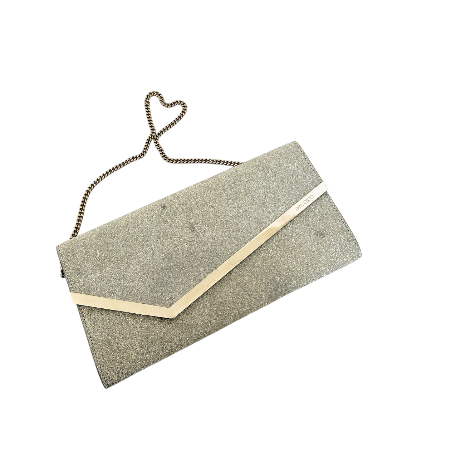 Jimmy Choo Glitter Clutch in Silver