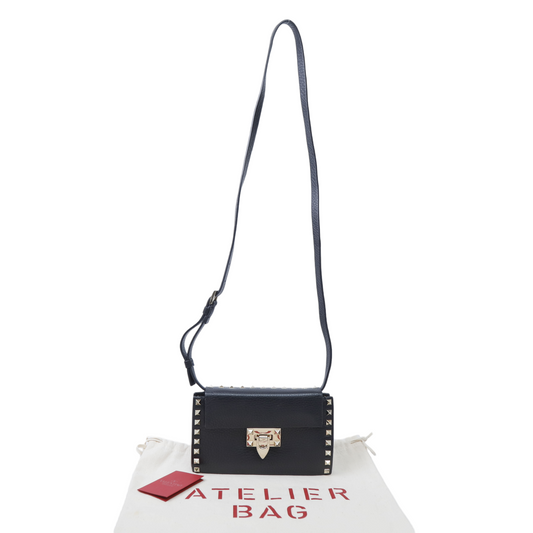 Valentino Rockstud Crossbody Bag in Black Leather