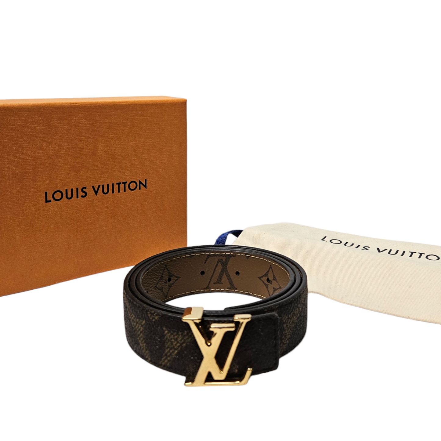 Louis Vuitton Gaint Monogram Reversible Initials Belt - Size 30inches