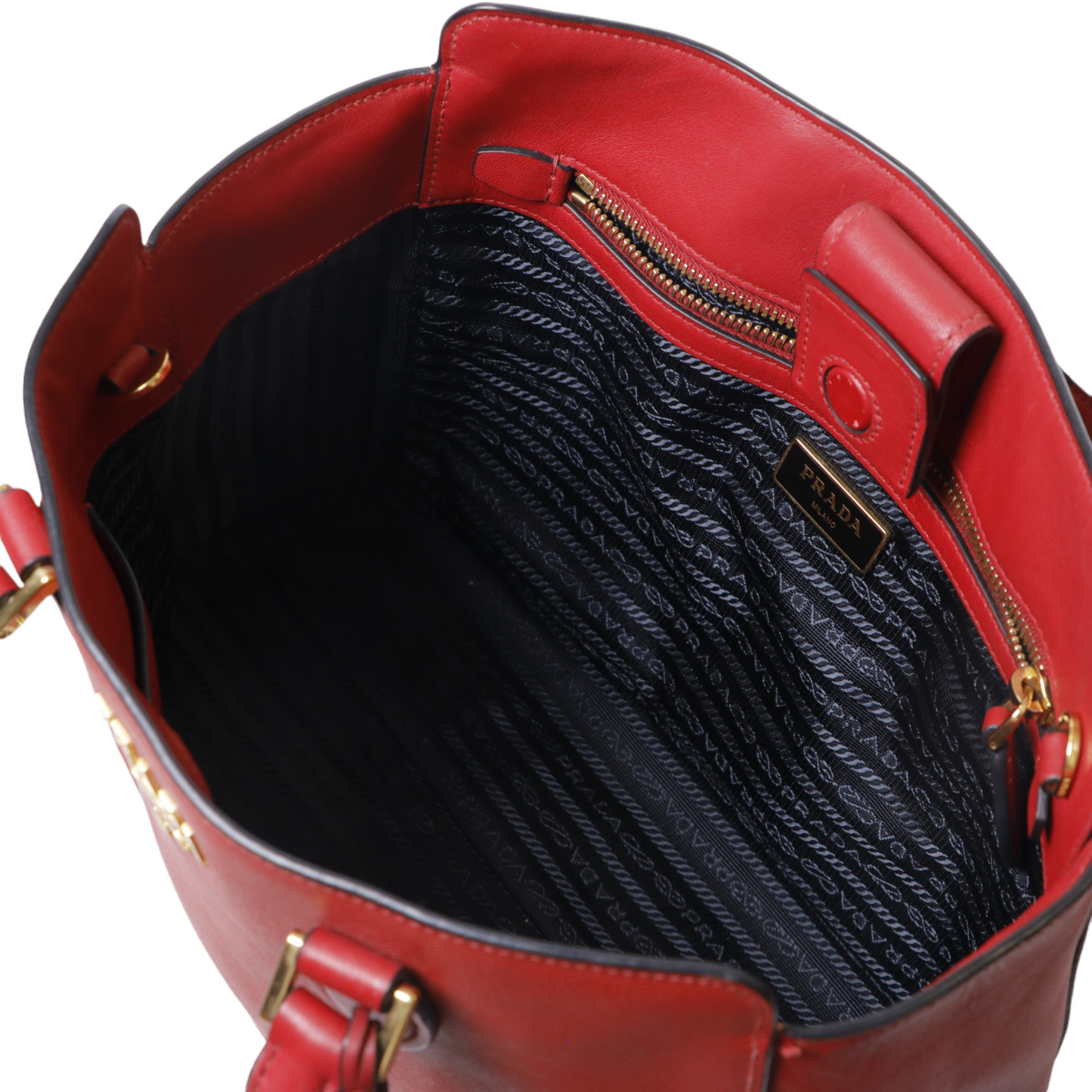 Prada Soft Calf-Trimmed Saffiano Tote