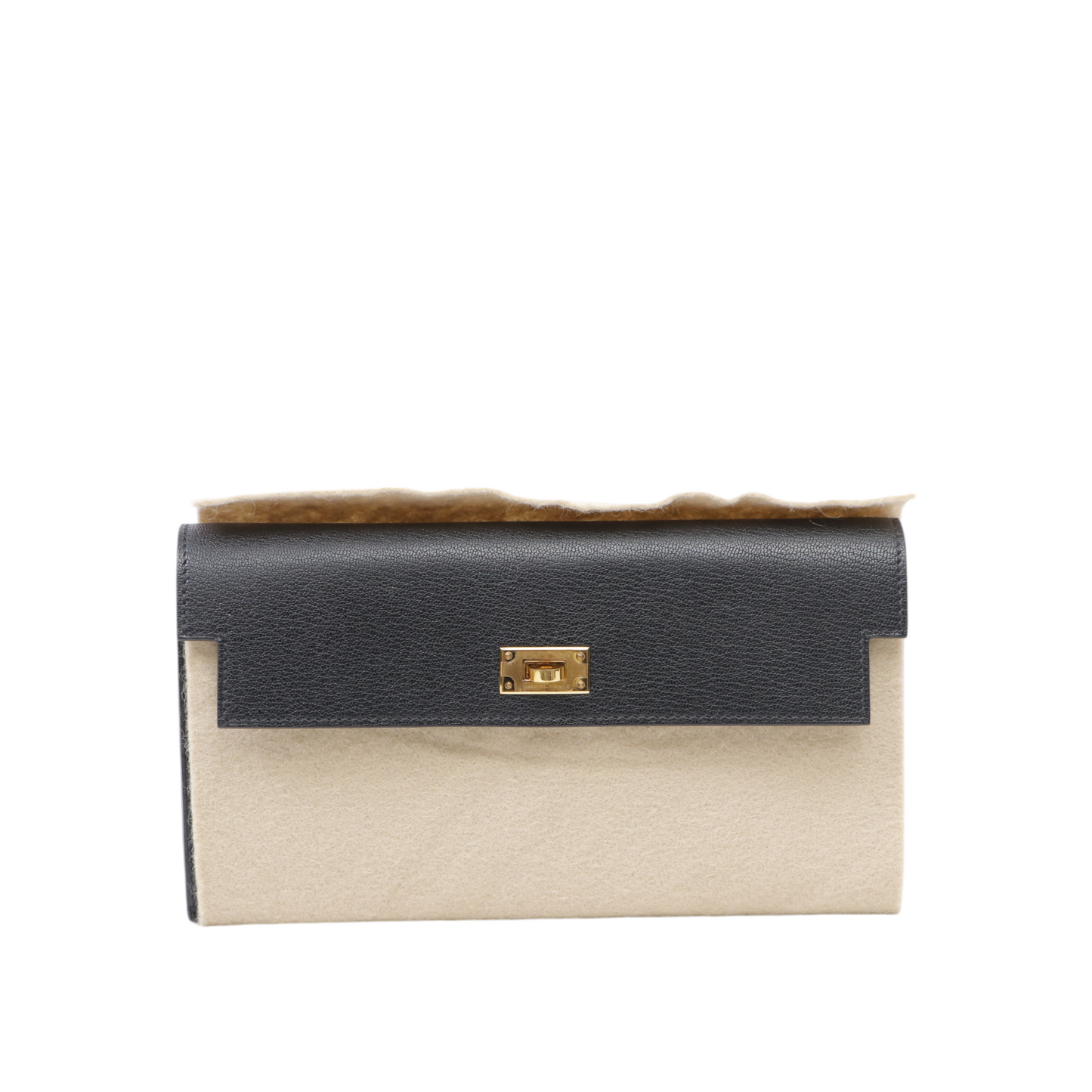 Hermes Kelly Pocket Longue Wallet in Black Chevre Chamkila Leather