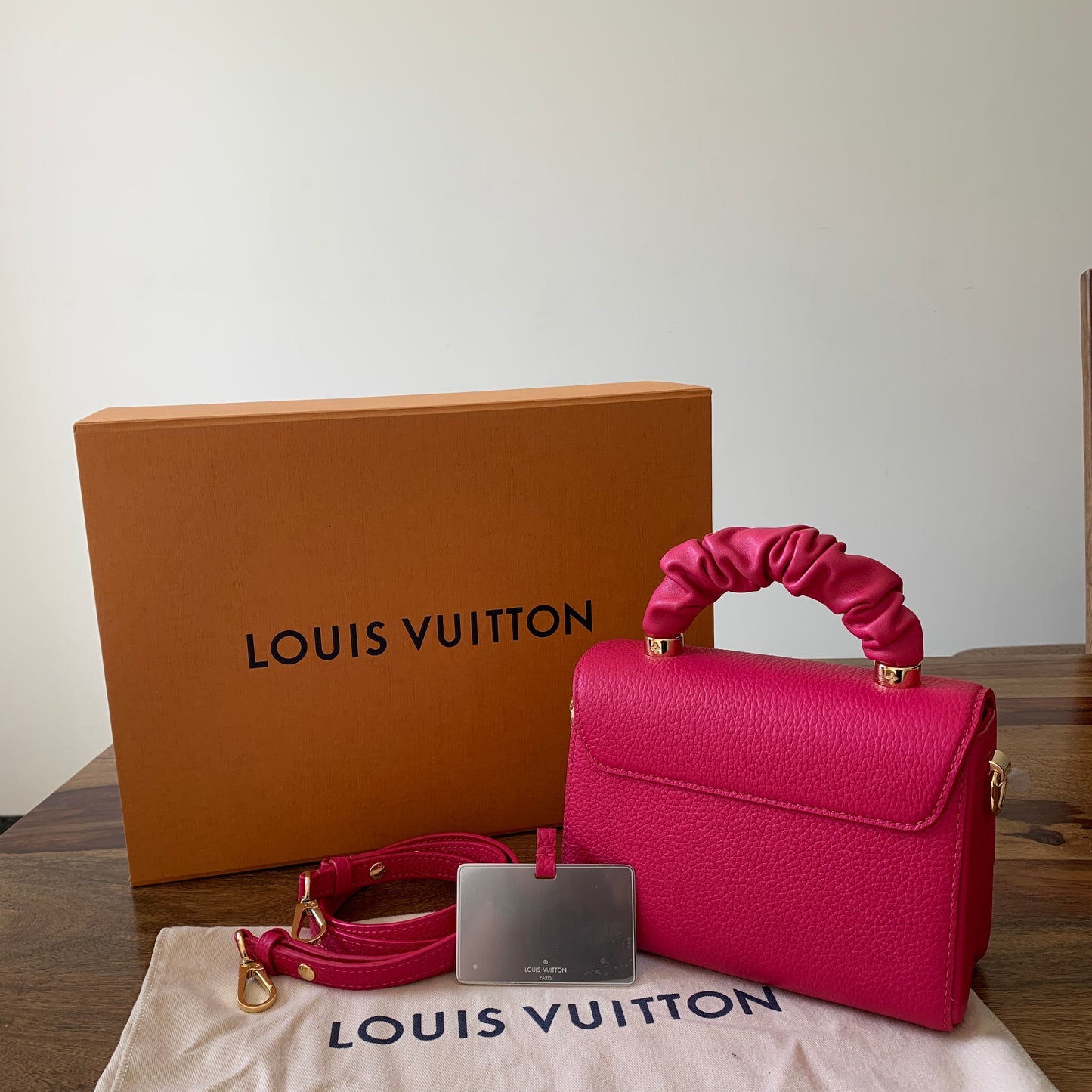 Louis Vuitton Twist Scrunchie Top Handle Bag Leather PM Pink 214954123