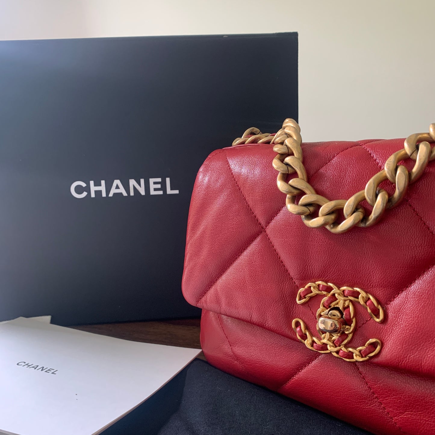 Chanel 19 Small in Red Lambskin Leather