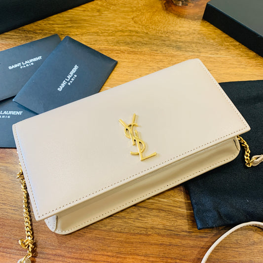 Saint Laurent Cassandre Phone Holder with Strap in Smooth Leather